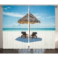 thumbnail image 1 of Ambesonne Ocean Curtains 2 Panel Set, Zanzibar Eastern Scenery, 108" x 84", Turquoise Cream, 1 of 2