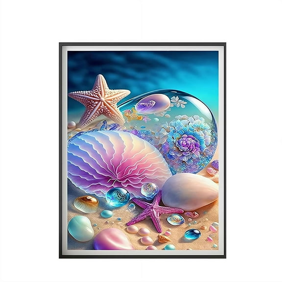 Seaside Diamond Art Painting Kits, Beach Diamond Art Painting Kits,DIY 5D Shell Diamond Art Painting Craft Home Kit,Seaside Diamond Wall1 Kits Art for Picture Landscape MHQW