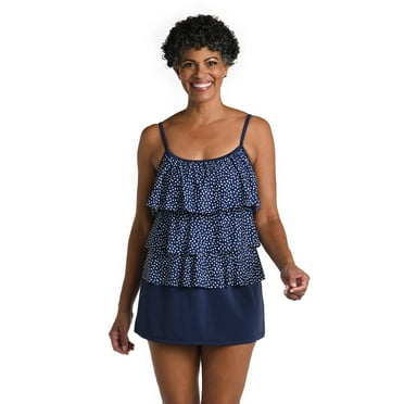 Seaside Dot Triple Tiered Tankini Top