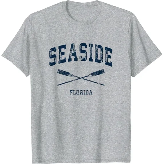 Seaside Florida Vintage Nautical Crossed Oars Navy T-Shirt Unisex S-5XL Hot Trending Shirt, Vintage Birthday Gift