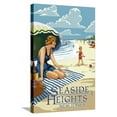 thumbnail image 1 of Seaside Heights, New Jersey  Woman on the Beach, Stretched Canvas Wall Art by Lantern Press Sold by ArtCom, 1 of 5