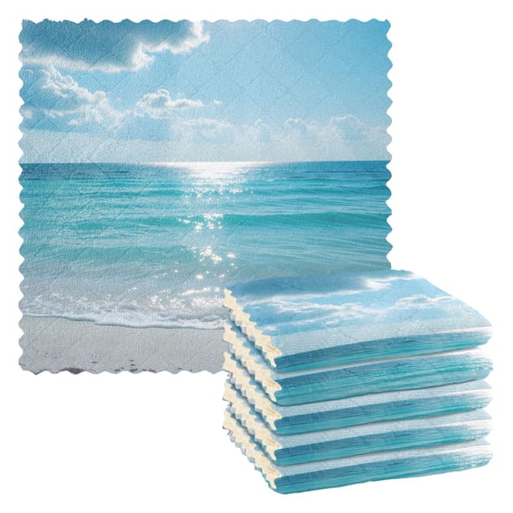 Seaside Kitchen Cloth Dish Towels for Drying Washing Absorbent Dish Rags Reusable soft kitchen dishcloth set 6 Pack