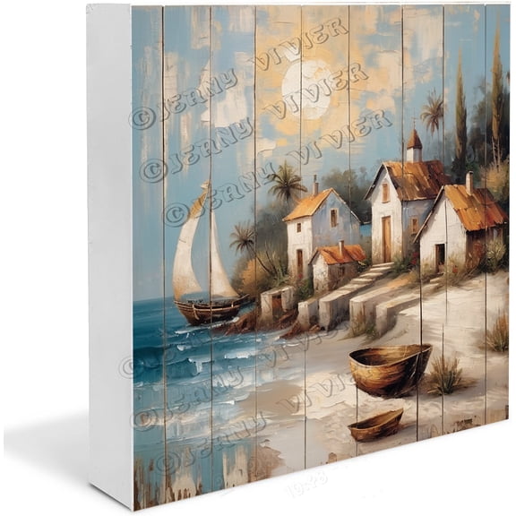 Seaside Landscape Beach Decor Beach Gifts Wood Box Signs Ocean Coastal Decor Summer Decorations for Home Beach Desk Decor for Tabletop Bookshelf Centerpiece Office 5"x5"