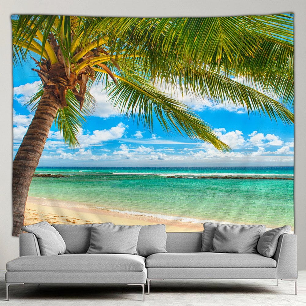 Seaside Landscape Tapestry Outdoor Poster Beach Hawaii Coconut trees ...