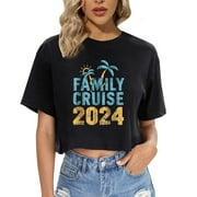 Seaside Memories: 2024 Family Cruise Souvenir Fashionable Summer Women's Style Crop t shirt