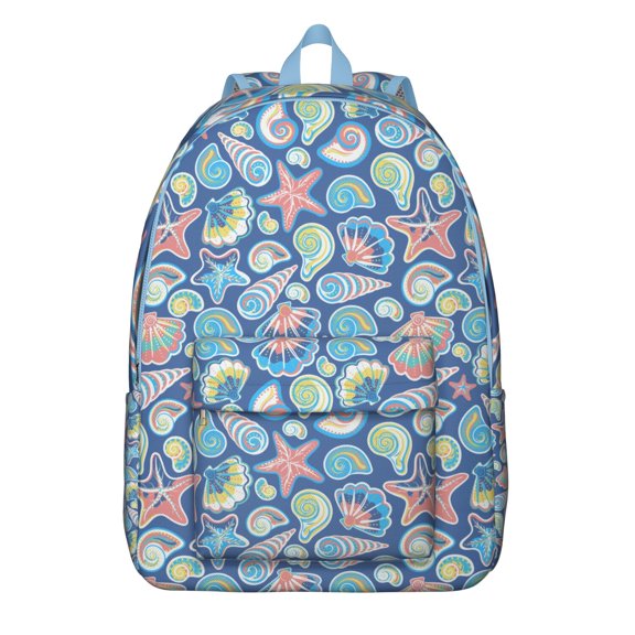 Seaside Mermaid Nautical Travel Backpack – Lightweight Canvas Bookbag with Marine and Coral Design, Comfortable Carrying, Anti-theft Features for Daily Use and Outdoor Activities