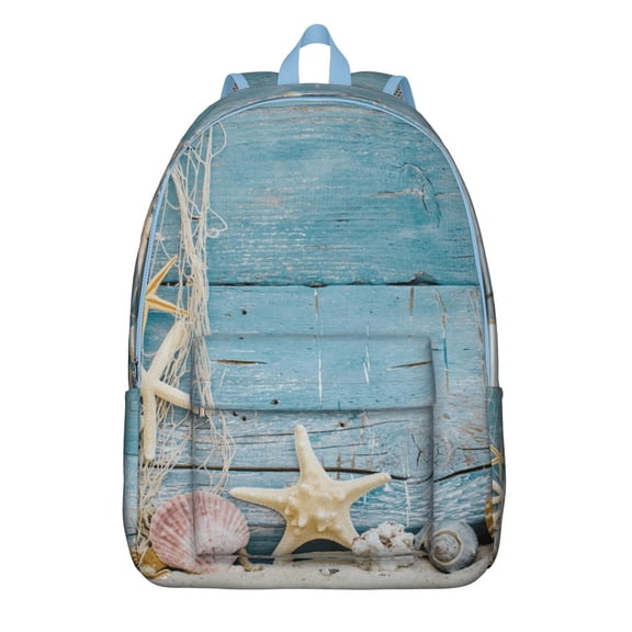 Seaside Mermaid Nautical Travel Backpack – Lightweight Canvas Bookbag with Marine and Coral Design, Comfortable Carrying, Anti-theft Features for Daily Use and Outdoor Activities