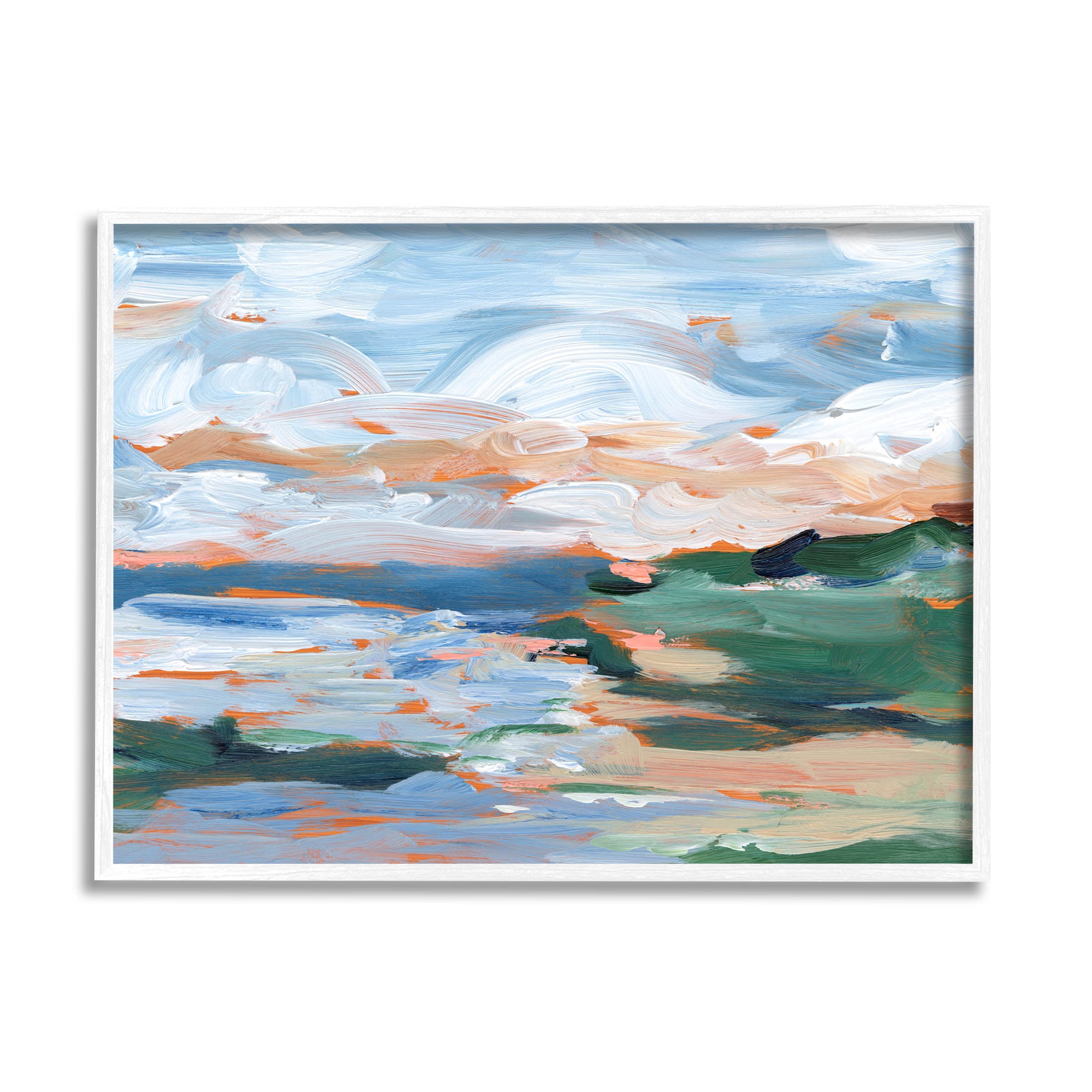 Seaside Modern Landscape Scene Landscape Painting White Framed Art Print Wall Art