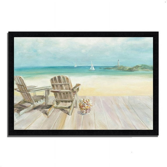 Seaside Morning no Window by Danhui Nai - Wood Framed Print Wall Art Multi-Color