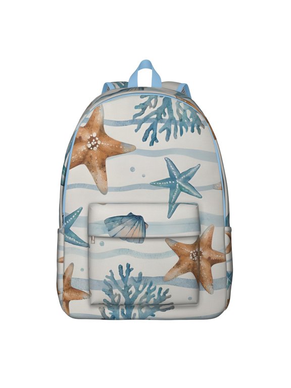 Seaside Nautical Ocean Coral Travel Backpack – Durable Oxford Material Backpack with Vintage Marine Print, Large Capacity, Comfortable Carrying, Anti-theft Features for School, Travel, and Daily Use