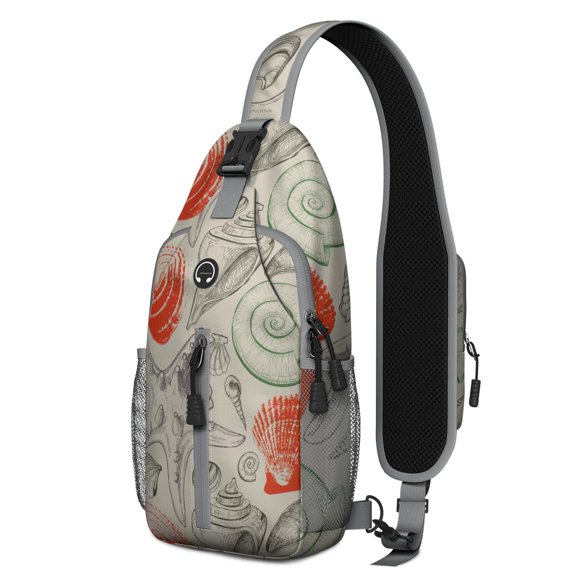 Seaside Nautical Sling Bag with Tropical Fish and Ocean Coral Design, Lightweight Crossbody Backpack, Adjustable Strap, Durable for Beach and Daily Activities