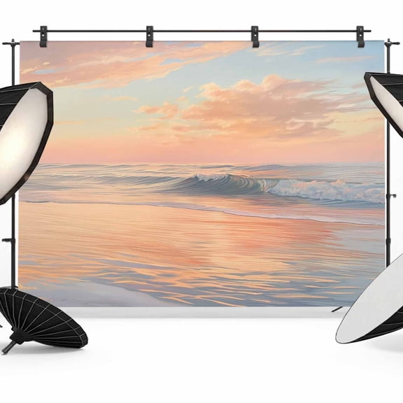 Seaside Ocean Backdrop for Photography, Wave Sunset Cloud Photo Backdrop Portrait Background Party Banner Photo Backgrounds for Studio Booth Props, 7x5ft