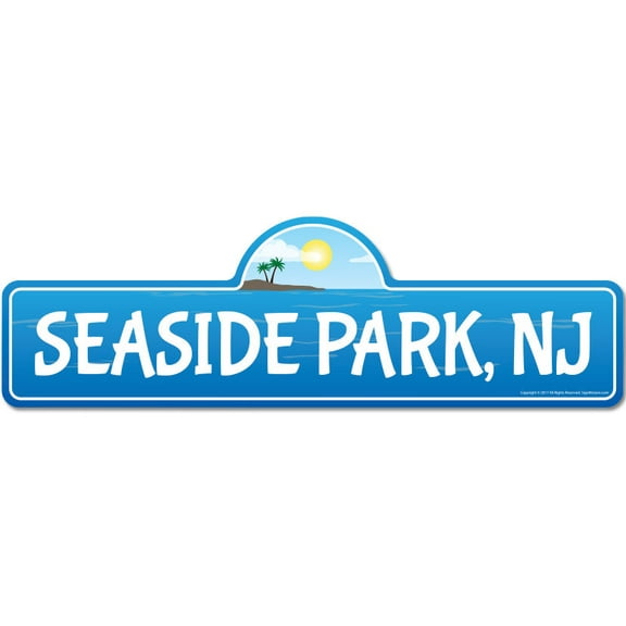 Seaside Park NJ New Jersey Beach Street Sign | Indoor/Outdoor | Surfer Ocean Lover Décor For Beach House Garages Living Rooms Bedroom | Signmission Personalized Gift