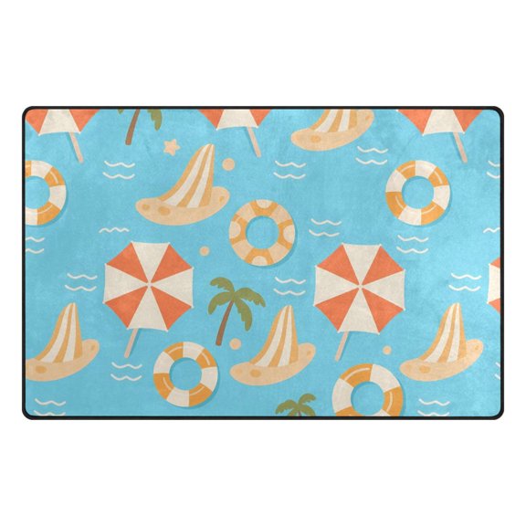 Seaside Pattern Memory Foam Area Rug 31"x20" Non Slip, Absorbent, Fade Proof for Living Room, Bedroom, Office