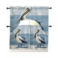 thumbnail image 1 of Seaside Pelican Kitchen Curtains Sets 24 Inch Length with Valance, Blue Rustic Art Ocean Birds Swag Valances and Tiers Curtain Set Drapes Swag Curtains for Living Room, Bathroom, Bedroom, Cafe, 1 of 6