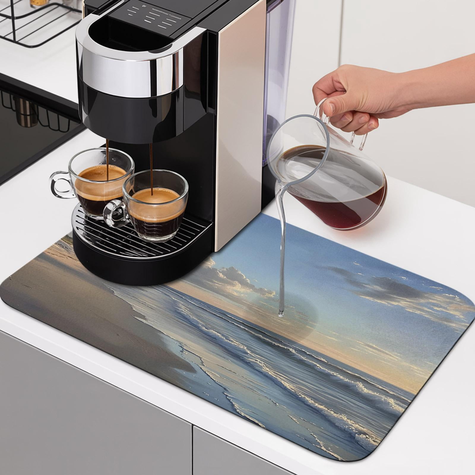 Watering Mat Seaside Scenery Landscape Water Waves Dish Drying Mat,Absorbent ...
