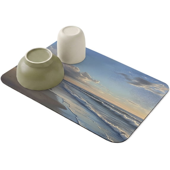 Seaside Scenery Landscape Water Waves Dish Drying Mat,Absorbent ...