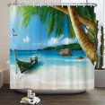 thumbnail image 1 of Seaside Sea Beach Sea Wave Coconut Tree Shower Curtain Bathroom Curtains Frabic, 1 of 5