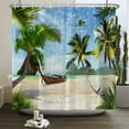 thumbnail image 1 of Seaside Sea Beach Sea Wave Coconut Tree Shower Curtain Bathroom Curtains Frabic, 1 of 5
