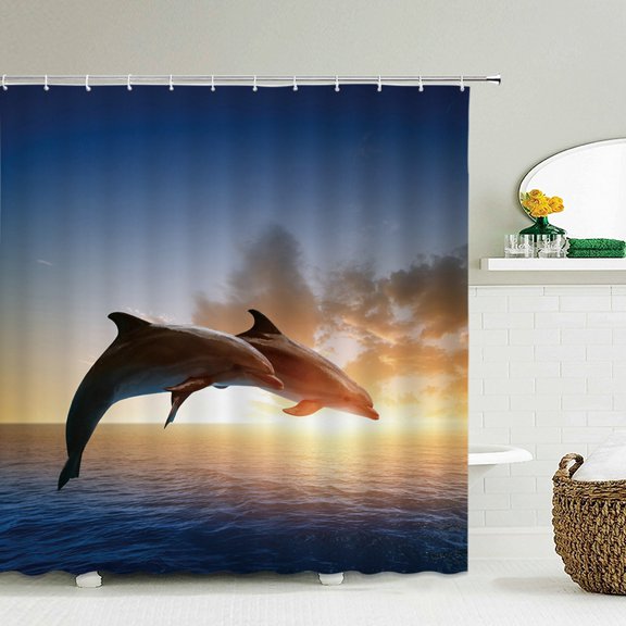 Seaside Sea Beach Sunset Dusk Scery Print Shower Curtain Bathroom Curtain Fabric