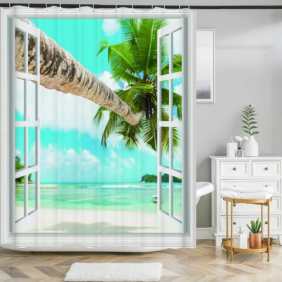 Seaside Sea Beach Sunset Dusk Scery Print Shower Curtain Bathroom Curtain Fabric