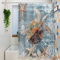 thumbnail image 1 of Seaside Sea Turtles Starfish Shower Curtain for Bathroom, Vintage Starfish Retro Backdrop Waterproof Shower Curtains Washable Quick Dry with Hooks Bathtub Curtains 72x72IN, 1 of 9
