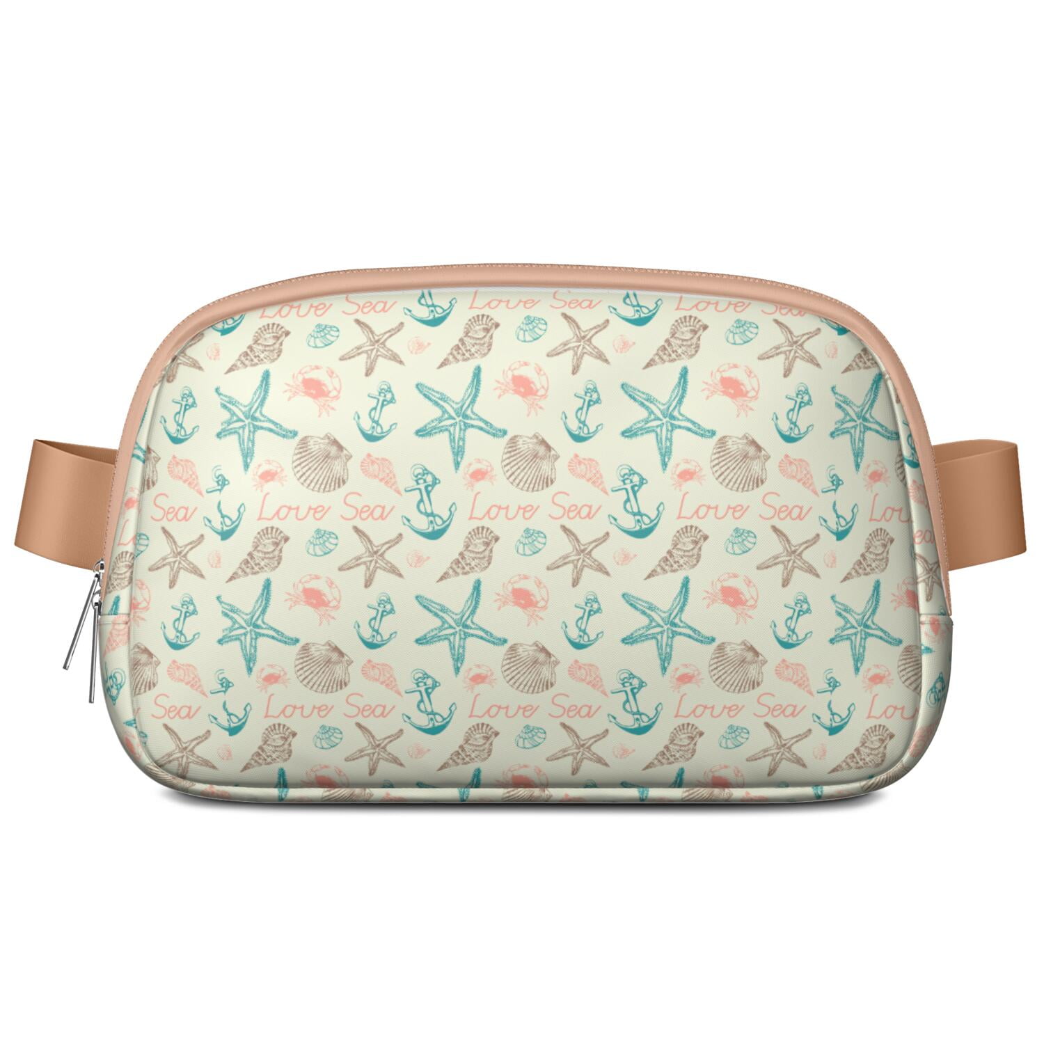 Seaside Seashell Fanny Pack for Women – Cute Tropical Waist Bag with Marine Fish, Starfish & Coral Reef Pattern for Summer Vibes