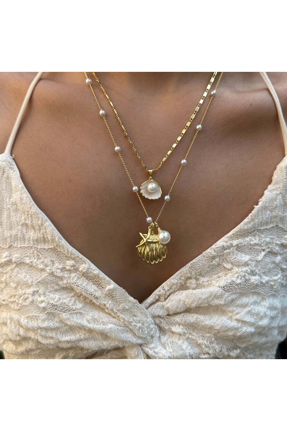 Seaside Seaside Vintage Pearl Conch Necklace