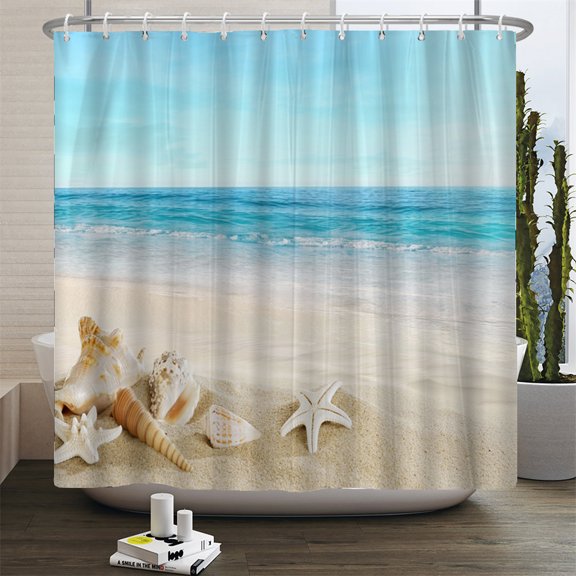 Seaside Shower Curtain Sea Beach Landscape Shower Curtains Water-proof Polyester