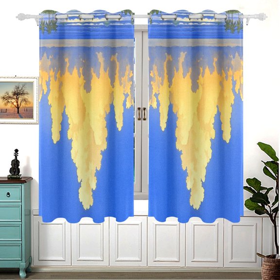 Seaside Sky 63x55in Window Curtain Panels 63x55in 2-Piece Heavy Duty 80% Light Blocking