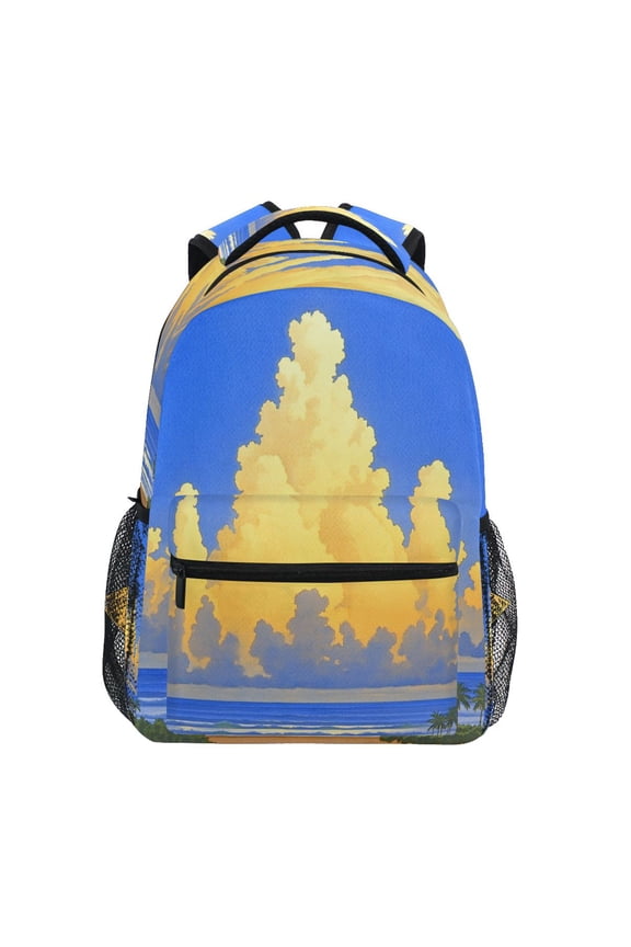 Seaside Sky Stylish Large Backpack 15L Self-Standing Durable Twill for School, Office and Travel Use