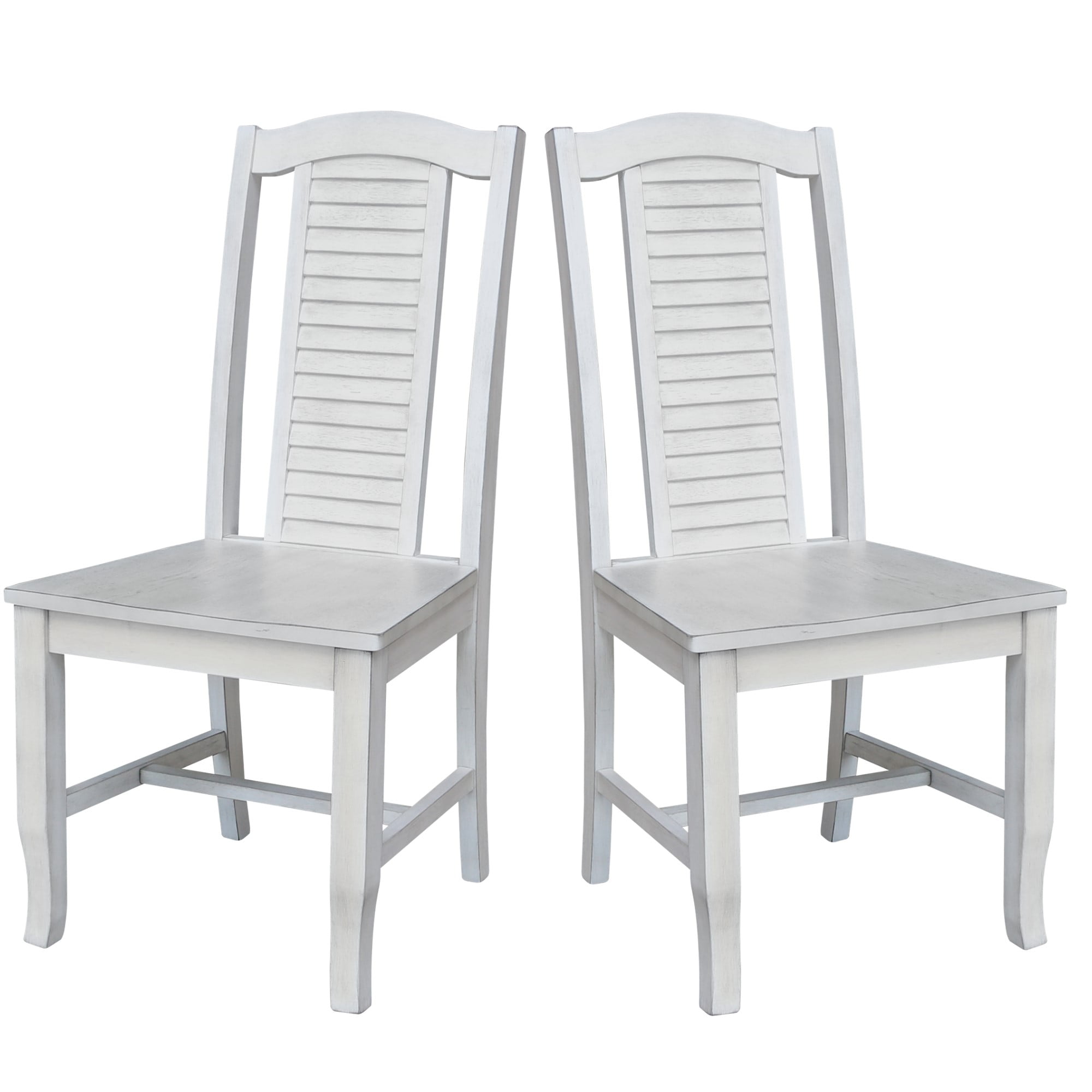 Elegant Antique Chalk Rubberwood Side Chair, 40" High