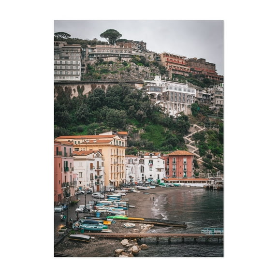 Seaside in Sorrento 01 - Sorrento Campania Italy Photography Coastal Harbor Architecture Scenic Boat Travel Poster Unframed Wall Art Print 40 x 60 inches