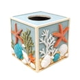 thumbnail image 1 of Seaside Splendor Tissue Box Cover – 3D Resin with Seashells & Starfish – Coastal Beach Décor for Bathroom, Bedroom, or Living Room – Decorative Square Tissue Holder, 1 of 7