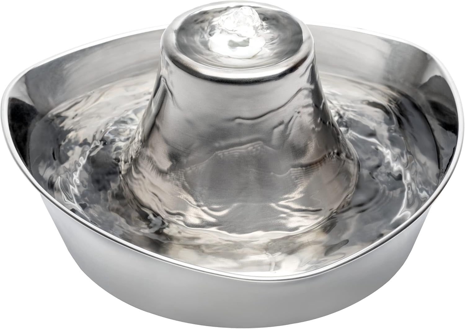Seaside Stainless Steel Cat & Dog Fountain, 60 Oz Water Capacity - 2 Water Filters & 1 Pump Included, Soothing Flow for Pets, Scratch-and Rust-Resistant Material - Quiet Motor