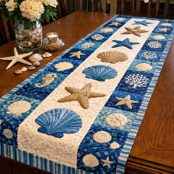 Seaside Star Patchwork Quilted Table Runner