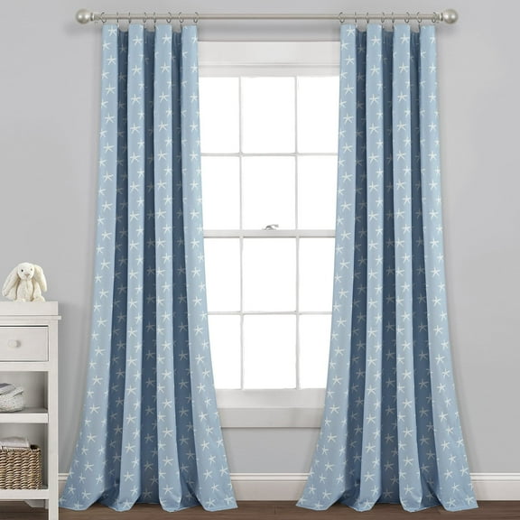 Seaside Starfish Blackout Window Curtain Panel Blue Single 52x84