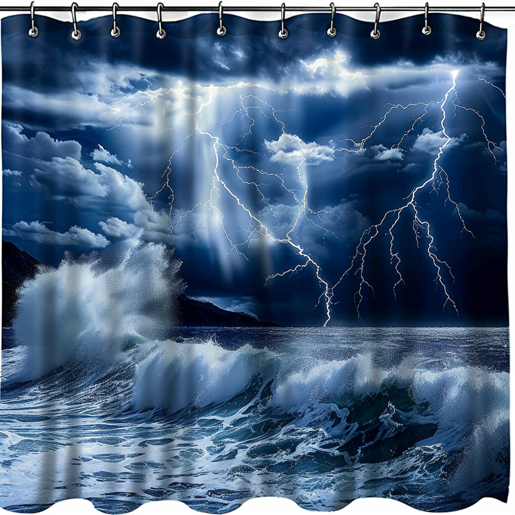 Seaside Storm Shower Curtain Transform Your Bathroom with Thunderous