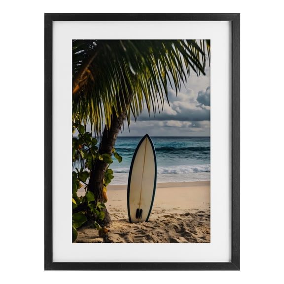 Stupell Industries Seaside Surf Adventure Black Framed Print Under Glass, design by LSR Design Studio, 20 x 14