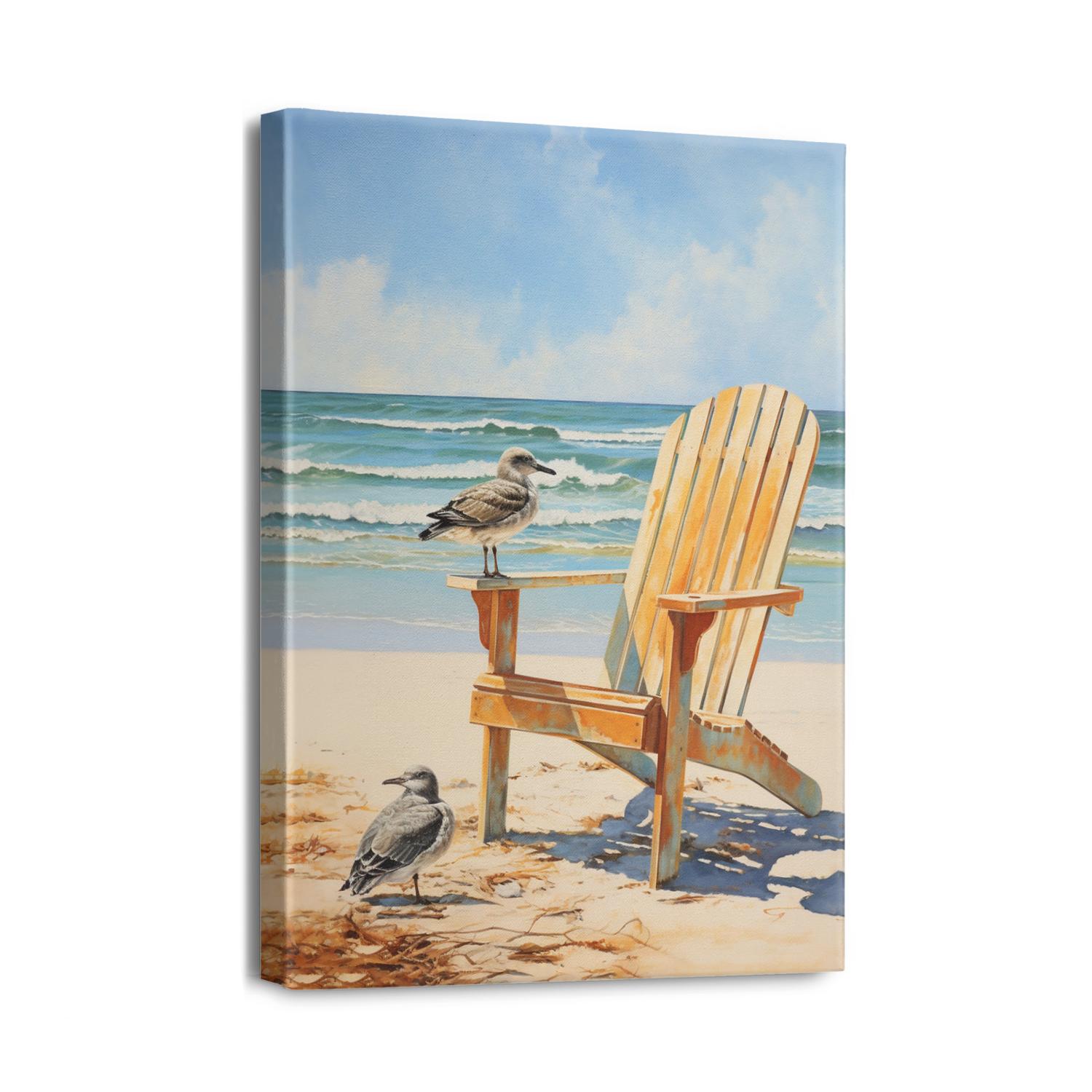 Seaside Turtle Seagull Ocean Canvas Wall Art - Beach Sunset Painting ...