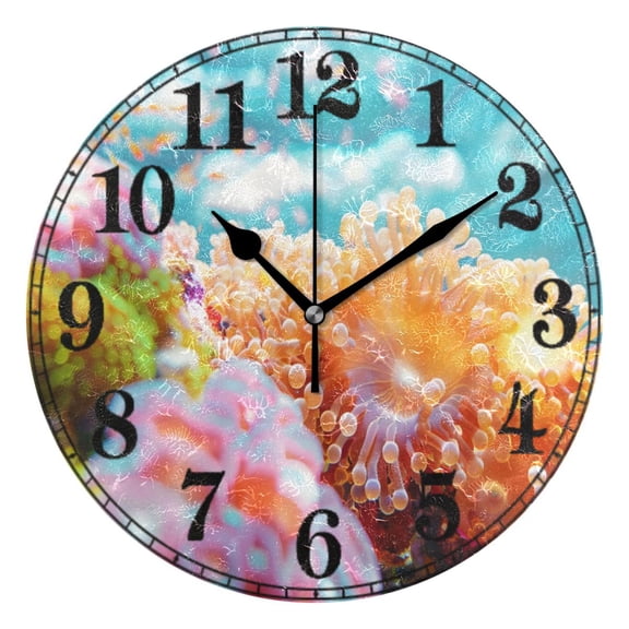 Seaside Underwater Silent Wall Clock 10" Non-Ticking Battery Clock