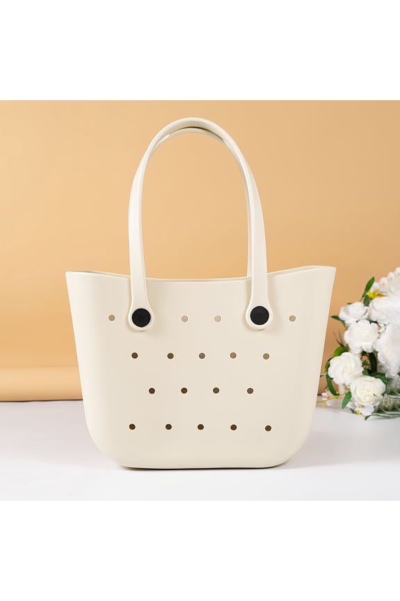 Seaside Vacation Style Large Capacity Eva Beach Hole Bag, Bag Handbag, Storage Solid Color Lightweight EVA Smooth Mouth Cartoon Beach Bag