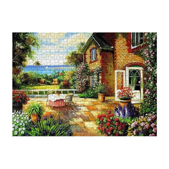 Seaside Villa Jigsaw Puzzle 1000 Piece Premium Thick Cardboard Challenge Landscape Art Complex Project Focus Activity Coastal Scene Decorative Artwork Gift
