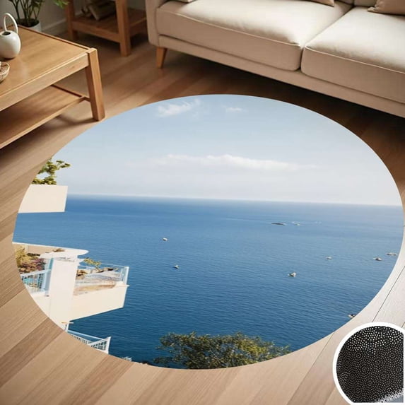Seaside Villa View Round Carpet Living Room Bedroom Home Decoration Coffee Table Mat Lounge Rug Chair Mats
