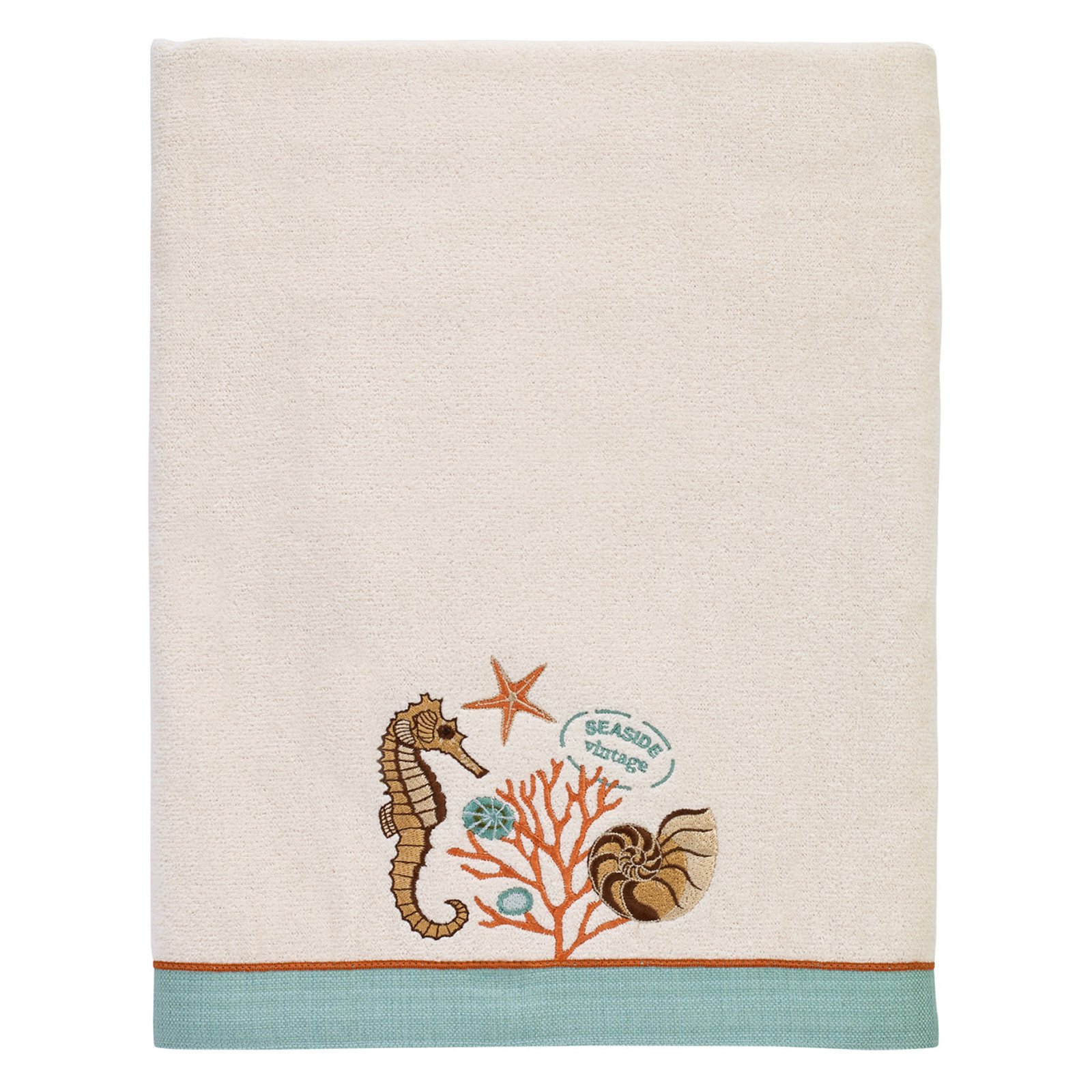 Seaside Vintage Embroidered Bath Towel - Ivory - image 1 of 2