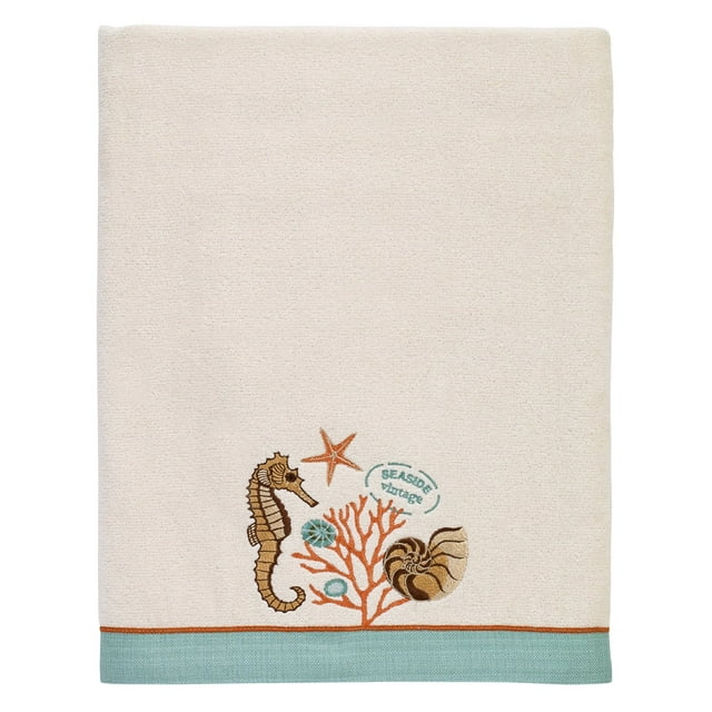 Seaside Vintage Embroidered Bath Towel - Ivory