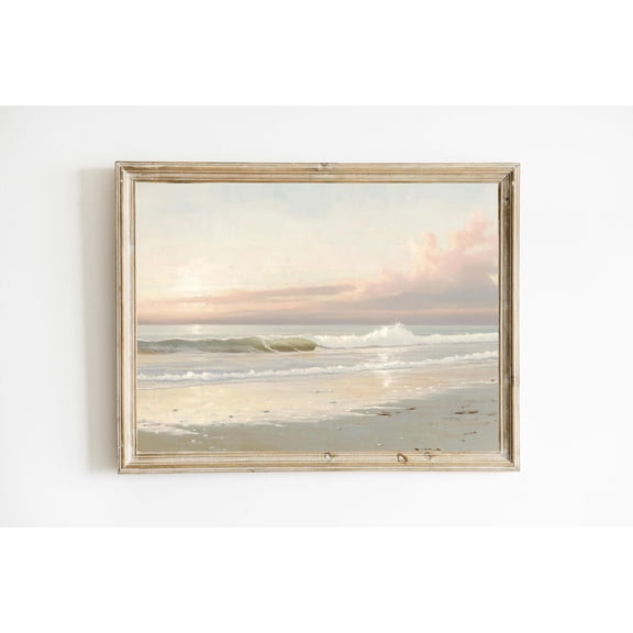 Seaside Wall PrintMuted Seaside Landscape Beach Wall Art Poster Vintage Cottage Decor Poster Coastal able E589, Unframed Poster Size 12x18 F03.1.18l580