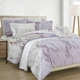 thumbnail image 1 of All Season 10-Piece Comforter Set - Reversible Marble Print Bedding with Plush Down Alternative Fill - Perfect for Year-Round Use, California King Size, Lilac/White, 1 of 6