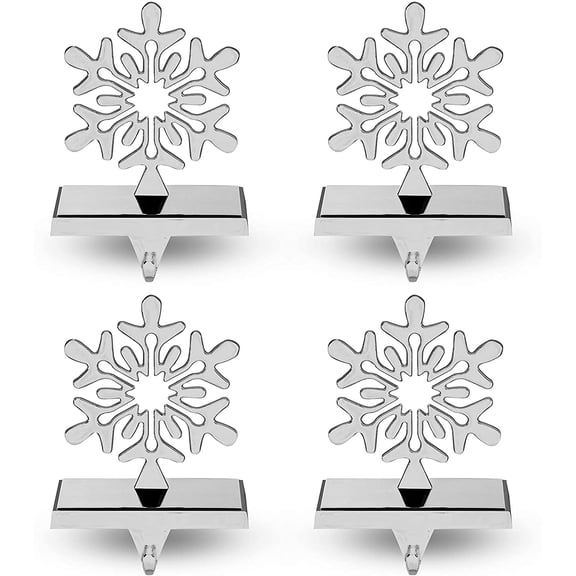 Season 4 Sparkles 4 Pieces Snowflake Stocking Holder Metal for Hanging Stockings