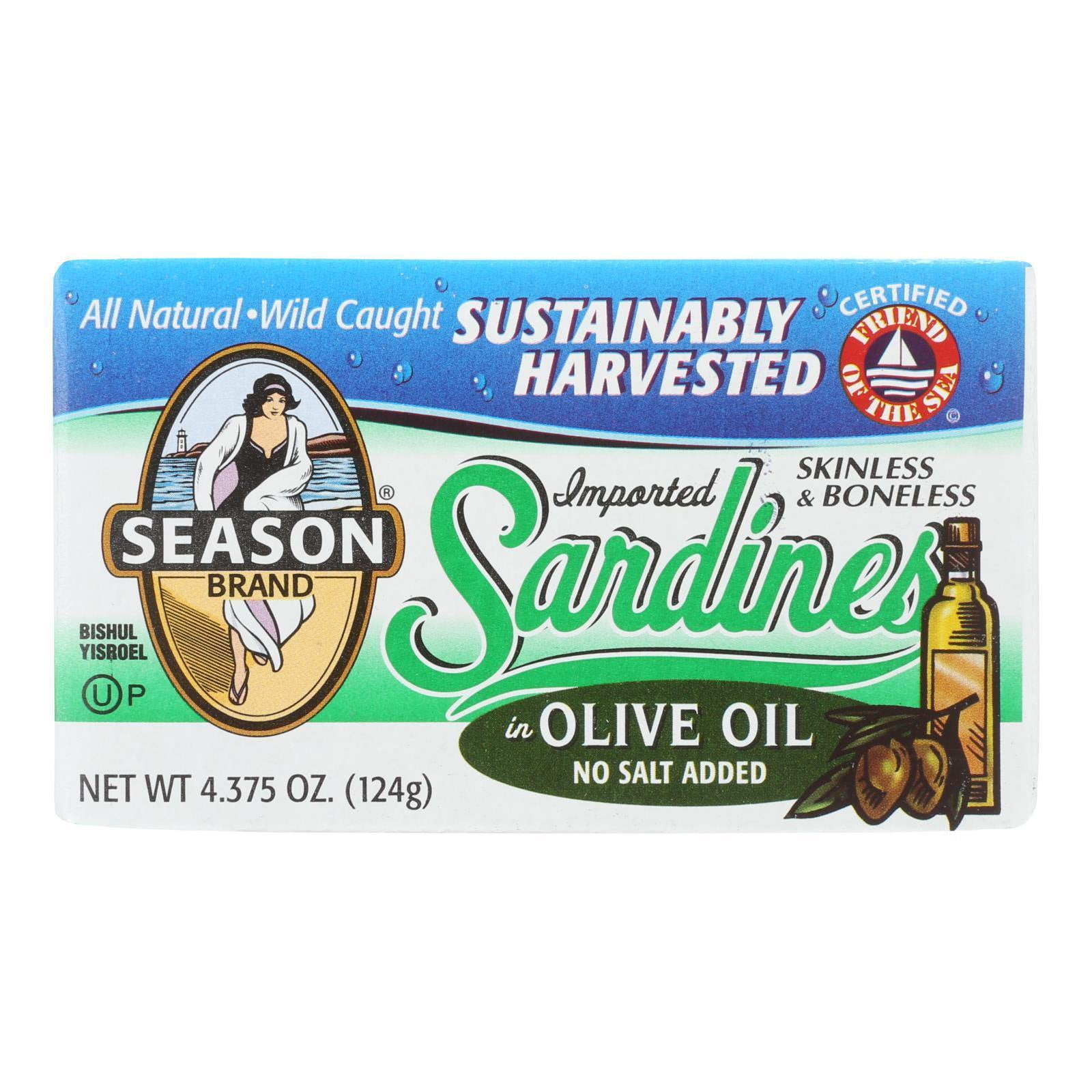Season Brand Sardines in Pure Olive Oil, 4.375 oz